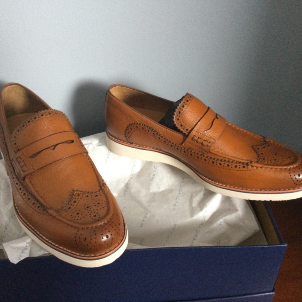MARC NOLAN Leather BROGUE WiNGTIP loafers …NEW iN BOX - Picture 5 of 7